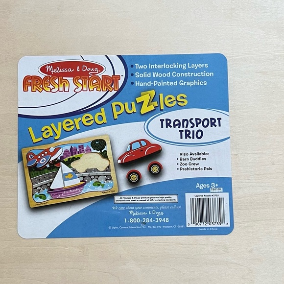 NEW Melissa and Doug Transport Trio Wooden Layered Puzzle - Picture 3 of 3